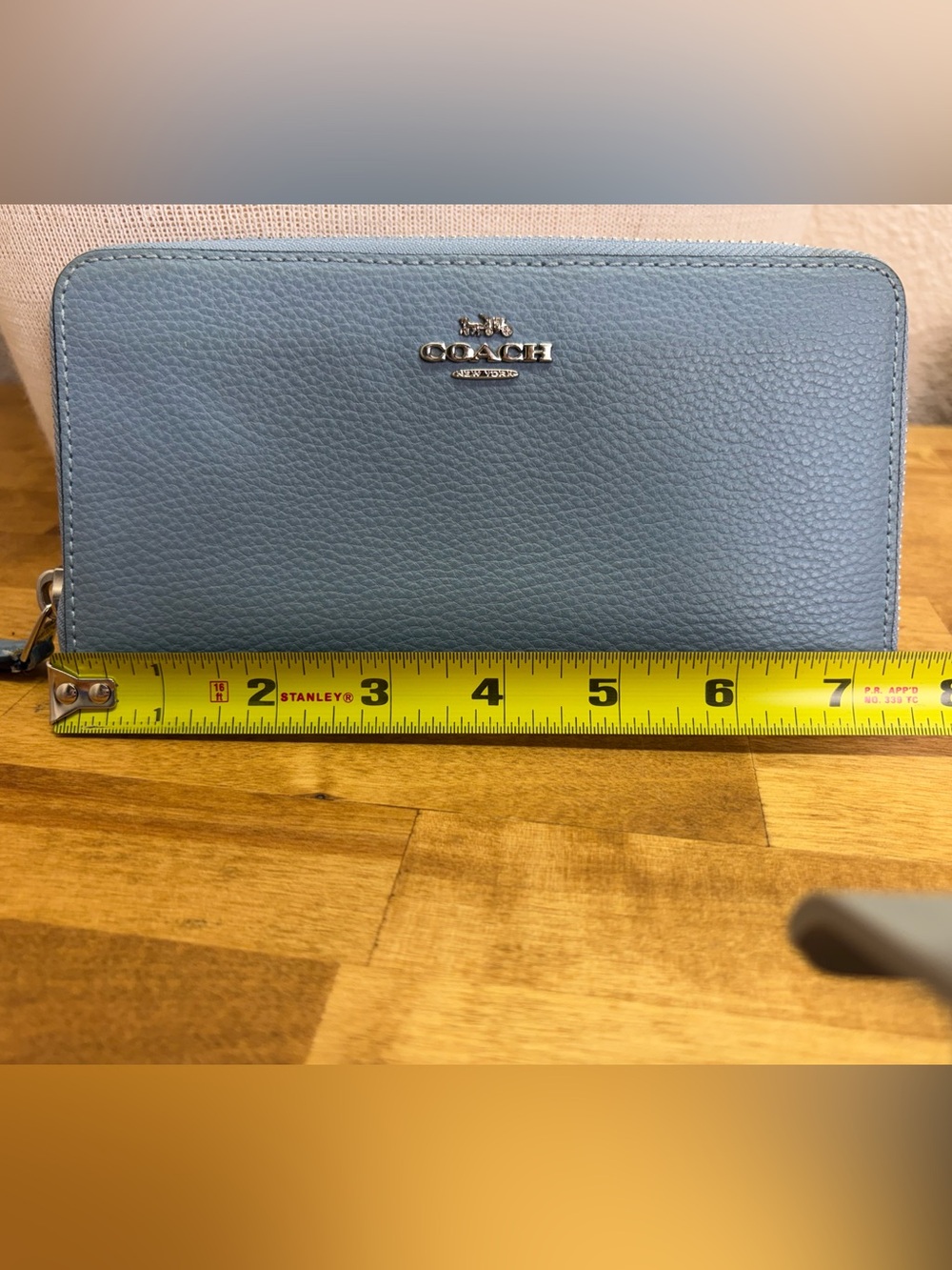 Coach Pebbled Leather Zip Around Wallet Blue Continental Accordion Organizer - Picture 7 of 8